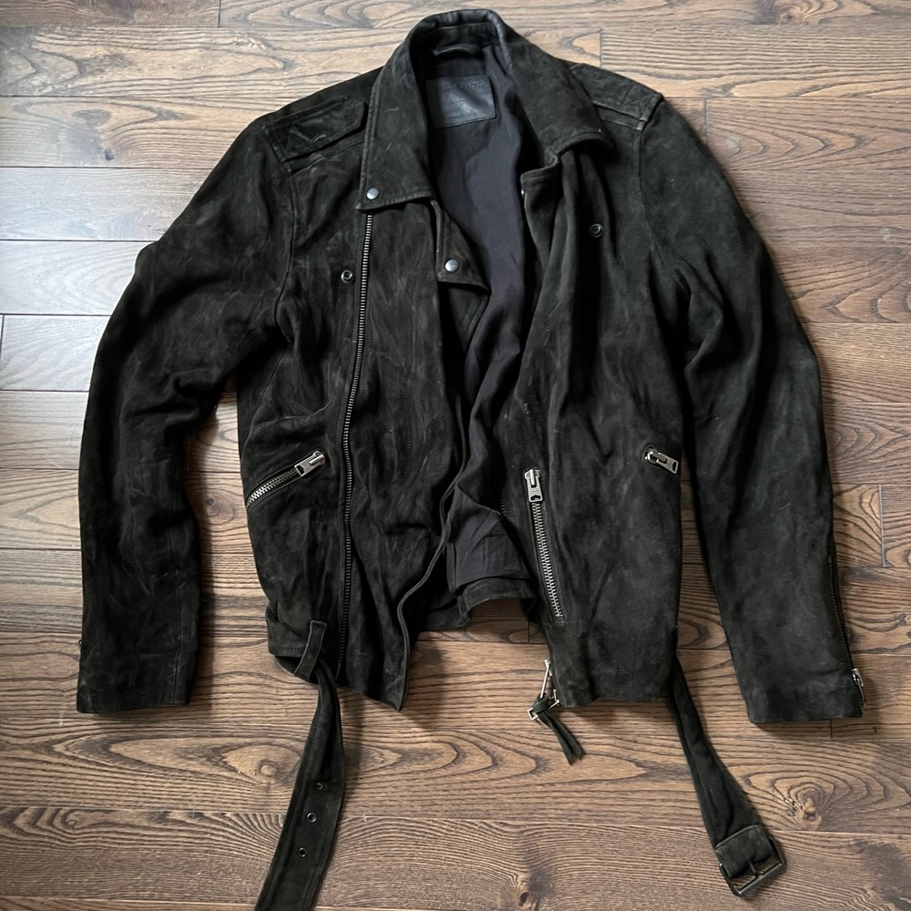 Allsaints Suede Black Leather Jacket